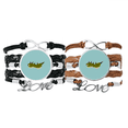 thumbnail image 1 of Worm Nausea Thorn Art Deco Fashion Bracelet Hand Strap Leather Rope Wristband Double Set, 1 of 3