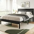 thumbnail image 4 of Lifezone Queen Bed Frame with Rustic Vintage Wood Headboard and Footboard,Metal Support,Grey, 4 of 7