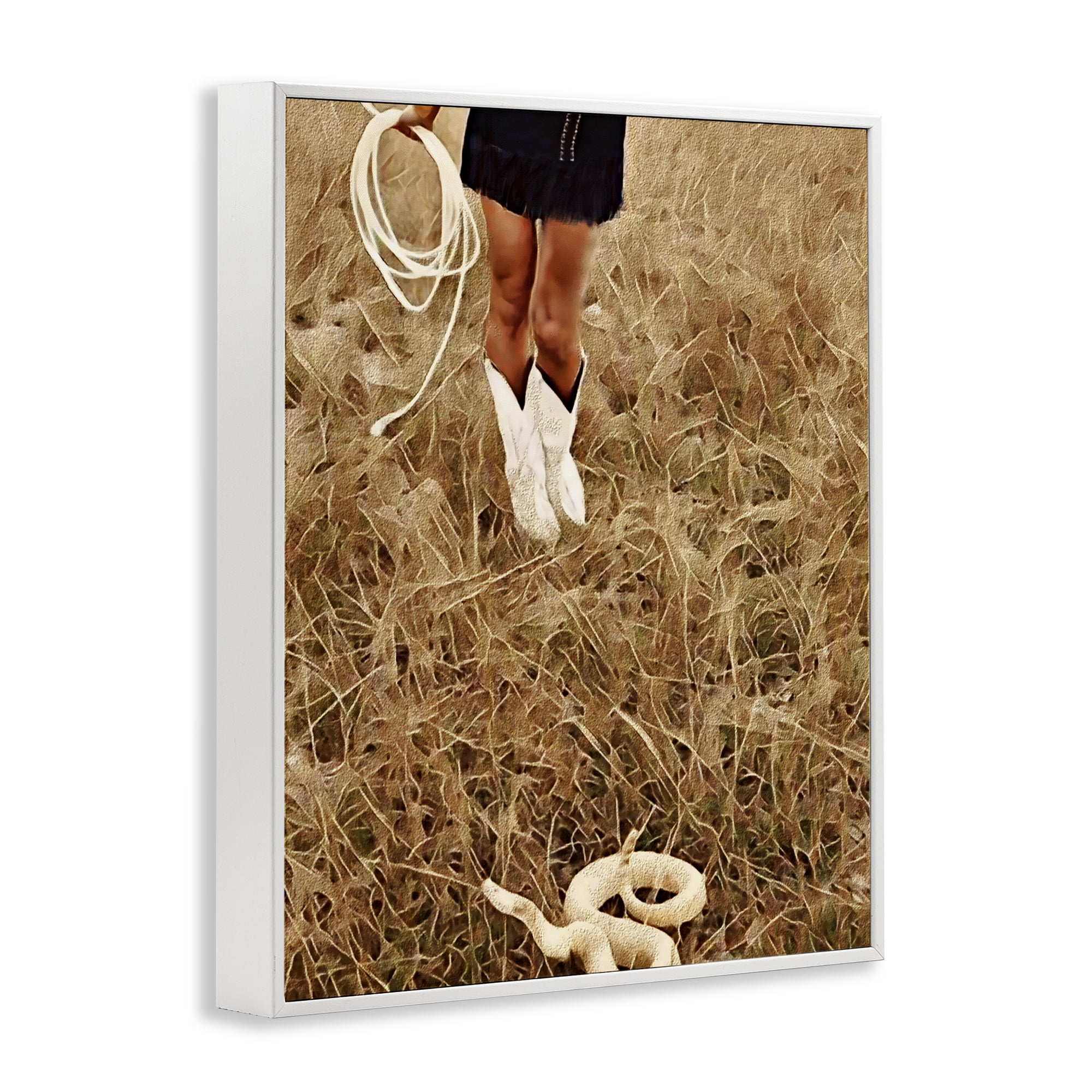 With Her Lasso & Snake White Framed Giclee Art, design by Jesse Keith