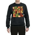 thumbnail image 2 of Wild Bobby In My Pumpkin Spice Era Groovy Letters Smiley Faces Thunderbolts Leaves Halloween Unisex Crewneck Sweatshirt, Black, Small, 2 of 6