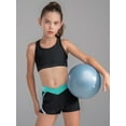 thumbnail image 3 of ZDHoor Girls 2 Piece Dance Crop Top with Booty Shorts Set Gymnastics Dancewear Swimwear Black&Blue Green 10, 3 of 6