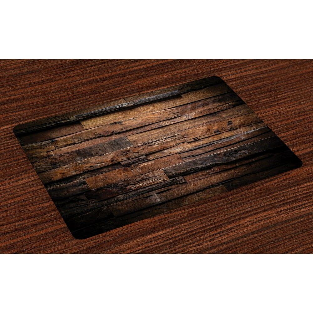 Chocolate Placemats Set of 4 Rough Dark Timber Texture Image Rustic