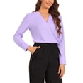 thumbnail image 4 of INSPIRE CHIC Work Office Blouse for Women's Long Sleeve V Neck Blouses XS Light Purple, 4 of 5