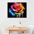 thumbnail image 2 of Fenyluxe Colorful Rose Wall Art Abstract Graffiti Rainbow Flower Canvas Prints Pictures Decor Modern Watercolor Black Background Painting Artwork for Living Room Bathroom Bedroom Home Decor 16x12in, 2 of 6