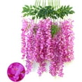 thumbnail image 1 of Nvzi Flores colgantes de glicina morada y roja, paquete de 12 enredaderas de flores, glicina falsa, flores de glicina artificiales de 3,61 pies,guirnalda de flores para decoración, 1 of 1