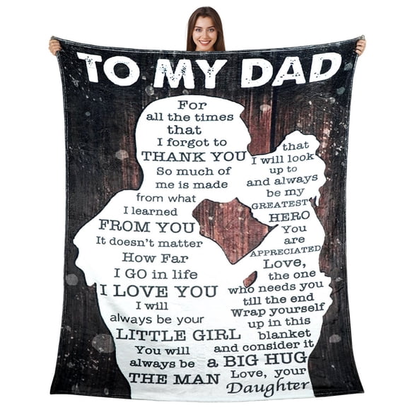 LHSHID Couverture Cadeau pour Mon Papa de la Part de Sa Fille Couverture en Flanelle Lettre Disant Ton Amour Cadeau Créatif Idéal pour la Fête des Pères Anniversaire de Papa Action de Grâce Noël dans une Couverture Douce 50x60 Po