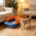 thumbnail image 6 of HWRETIE Semi Enclosed High Sided Cat Litter Box Splash Proof Open Top Design Spacious Cat Toilet for Cats Under 10 Pounds Easy Clean Indoor Litter Tray, 6 of 6