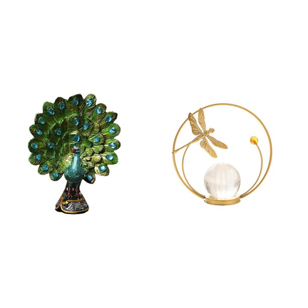 Figura de escritorio,Estatua de pavo real en estante,escritorio,decoración del hogar,Figuras decorativas creativas para la oficina y el hogar,Estatua de bola de cristal,Estatuas de bolas de