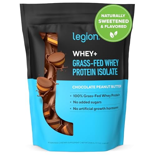 LEGION Whey+ Proteína Aislada de Suero de Vacas Alimentadas con Pasto - Proteína de Suero en Polvo Aislado Bajo en Calorías, Sin OGM, Sin Azúcar, Lactosa y Sin Gluten, Proteína en Polvo Totalmente Nat