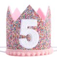 thumbnail image 1 of Corona de arcoíris para fiesta de cumpleaños, corona de cumpleaños con purpurina, sombreros de cumpleaños para niños, accesorios para el cabello de fiesta para niños de 1 a 5 años MFZFUKR BST3034160-5, 1 of 5