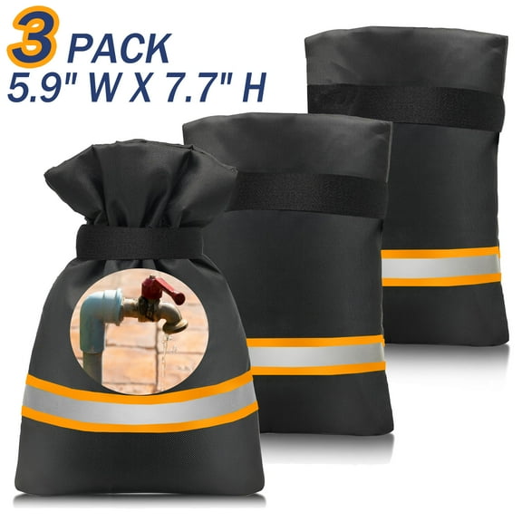 Outdoor Faucet Cover Socks 5.9" W x 7.7" H for Winter Freeze Protection, Outdoor Tap Cover, Faucet Covers for Outside, Reusable Outdoor Yard Spigot Cover, Antifreeze Water Insulated - 3 Piece