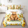 thumbnail image 2 of jejeloiu Cute Highland Cow 7-Piece Twin Bedding Sets,Yellow Sunflower Blossom Bedding Comforter Set For Girls Teens Reversible, 2 of 8