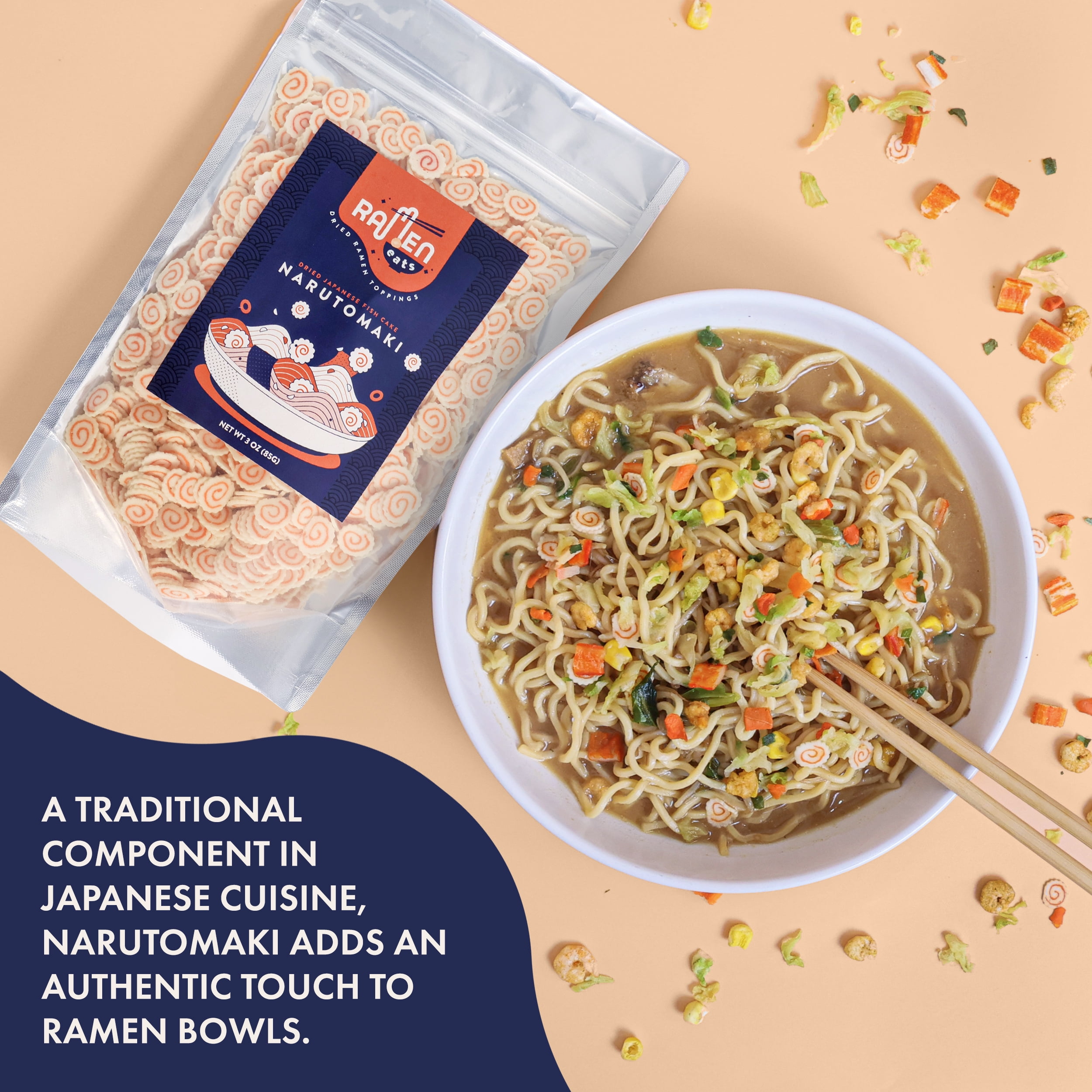 Ramen Eats Dehydrated Japanese Fish Cake Narutomaki Noodle Soup Topping 3 OZ