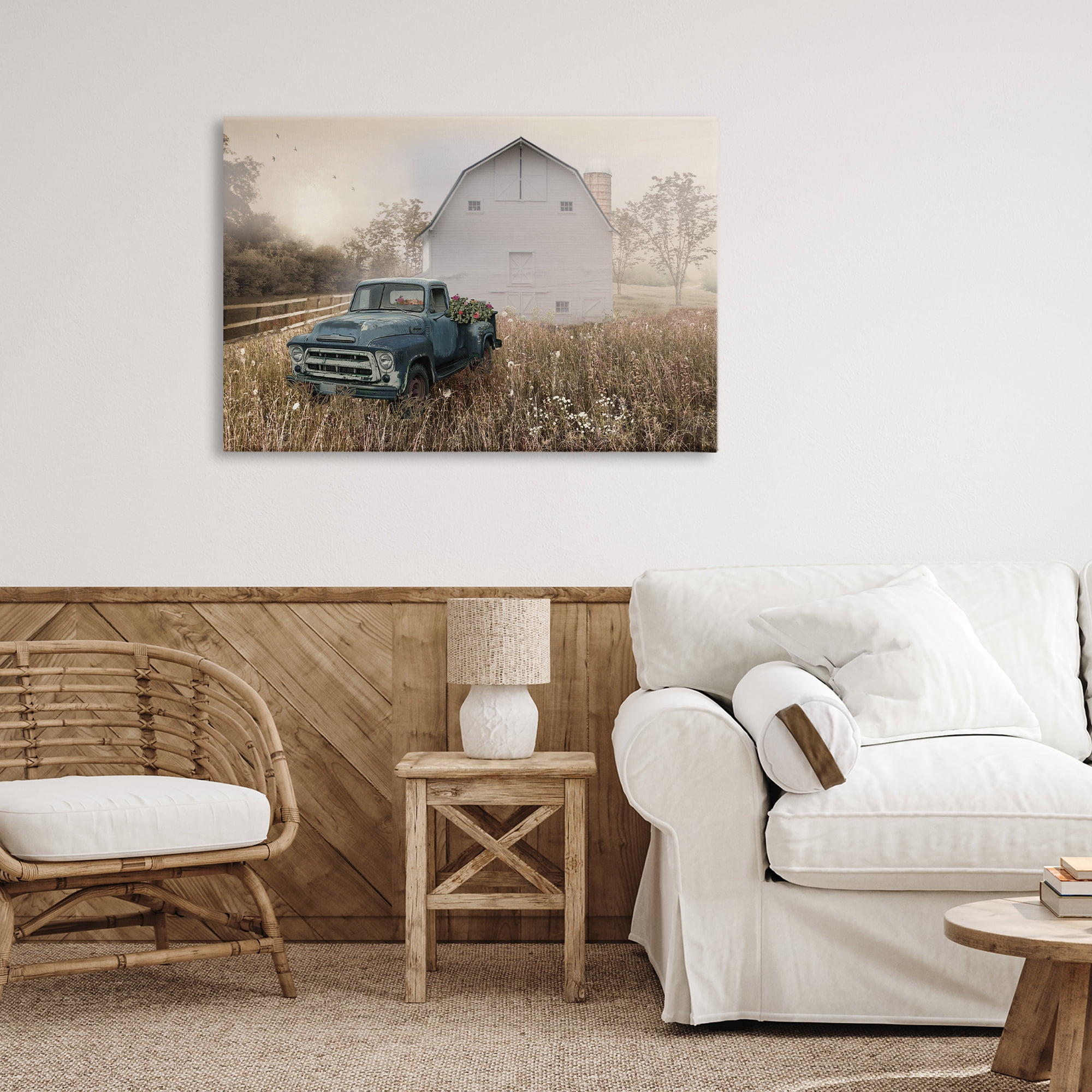 Stupell Industries Vintage Pickup in Wildflowers Canvas Wall Art, design by Nan
