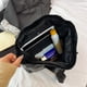 thumbnail image 5 of Bolso de mano de piel de poliuretano, gran capacidad, ligero, diseño a rayas, fácil de llevar, para uso diario, viajes, compras y oficina | Negro y marrón, 5 of 6