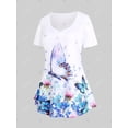 thumbnail image 2 of Camiseta con Estampado de Mariposa en Talla Extra Rosegal  Camisetas tallas grandes, 2 of 5