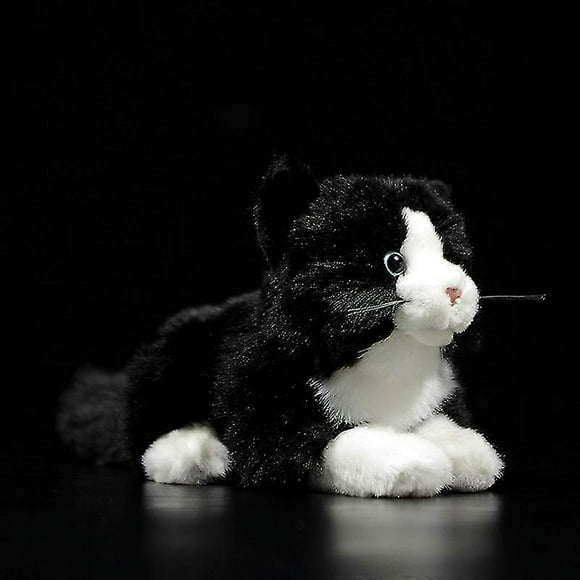 Super Cute Black And White Tabby Cat Plush Toy