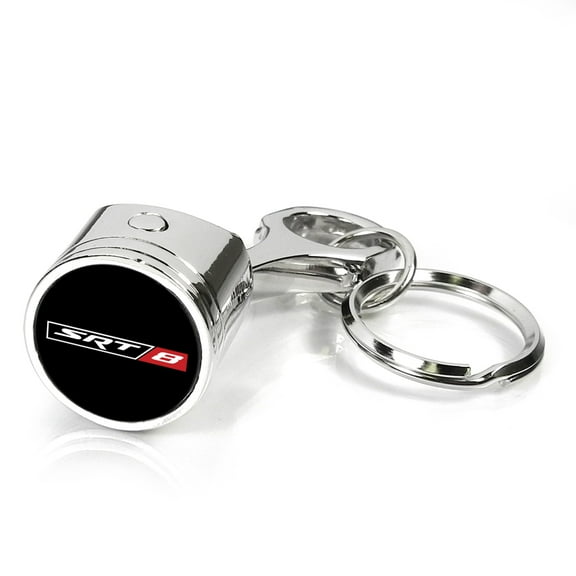 SRT-8 Logo Piston Style Chrome Metal Key Chain for Dodge Jeep RAM Chrysler