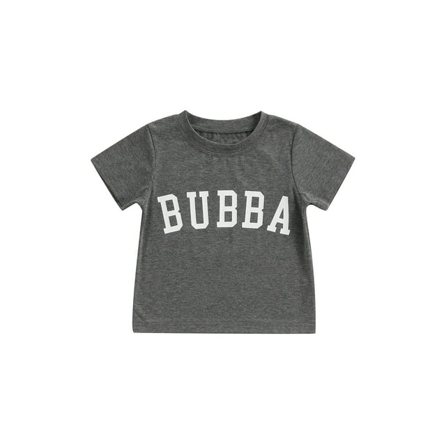 Xingqing T-Shirt pour Tout-Petits Filles Garçons Bubba/SISSY Manches Courtes Chandail à Enfiler Hauts Été T-Shirts Basiques Gris BUBBA 5-6 Ans