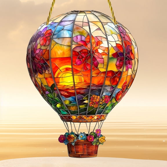 Hot Air Balloon Ornament,Ornament Balloons,Red Light Burst Hot Balloons Decoration Sunlightlight Catcher Wall Decoration,Hot Air Balloon Solar Lantern, 2D Hot Air Balloon Model,Outdoor(B)