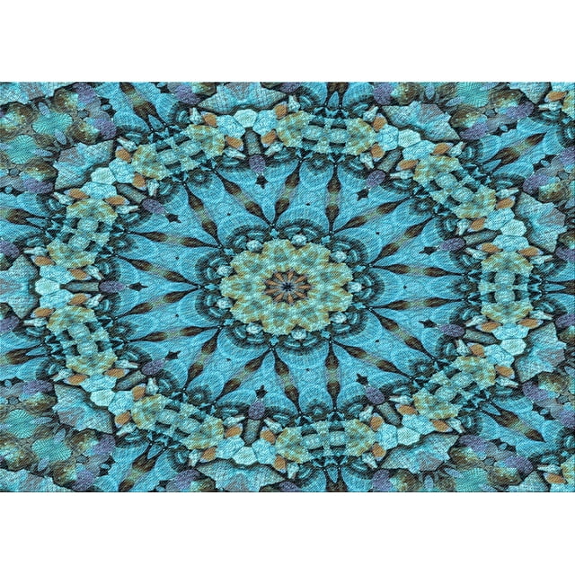 Ahgly Company Tapis Rectangulaire Lavable en Machine Intérieur Transitionnel Turquoise Bleu Vif, 6 Pieds x 9 Pieds