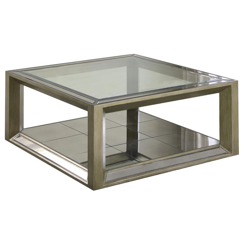 Master Pascual Solid Wood Coffee Table, Mirrored Wooden Coffee Table