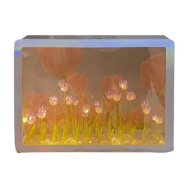DIY Lámpara de tulipán Rectángulo Tulipán Luz de noche para la decoración del dormitorio del hogar (Púrpura)