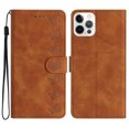 thumbnail image 1 of SaniMore Case for iPhone 13 Pro Max 6.7" 2021, [Card Slots + Cash Pocket] Removeable Wrist Strap PU Leather Embossed Butterfly Flip Kickstand Magnetic Clasp Full Body Protective Shell, Brown, 1 of 10