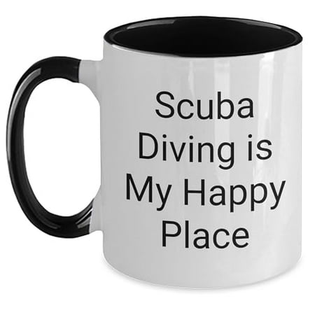 

Scuba Diving Gifts for Him and Her Two Tone Coffee Mug Funny Quote Scuba Diving Is My Happy Place Perfect Christmas Unique Gift