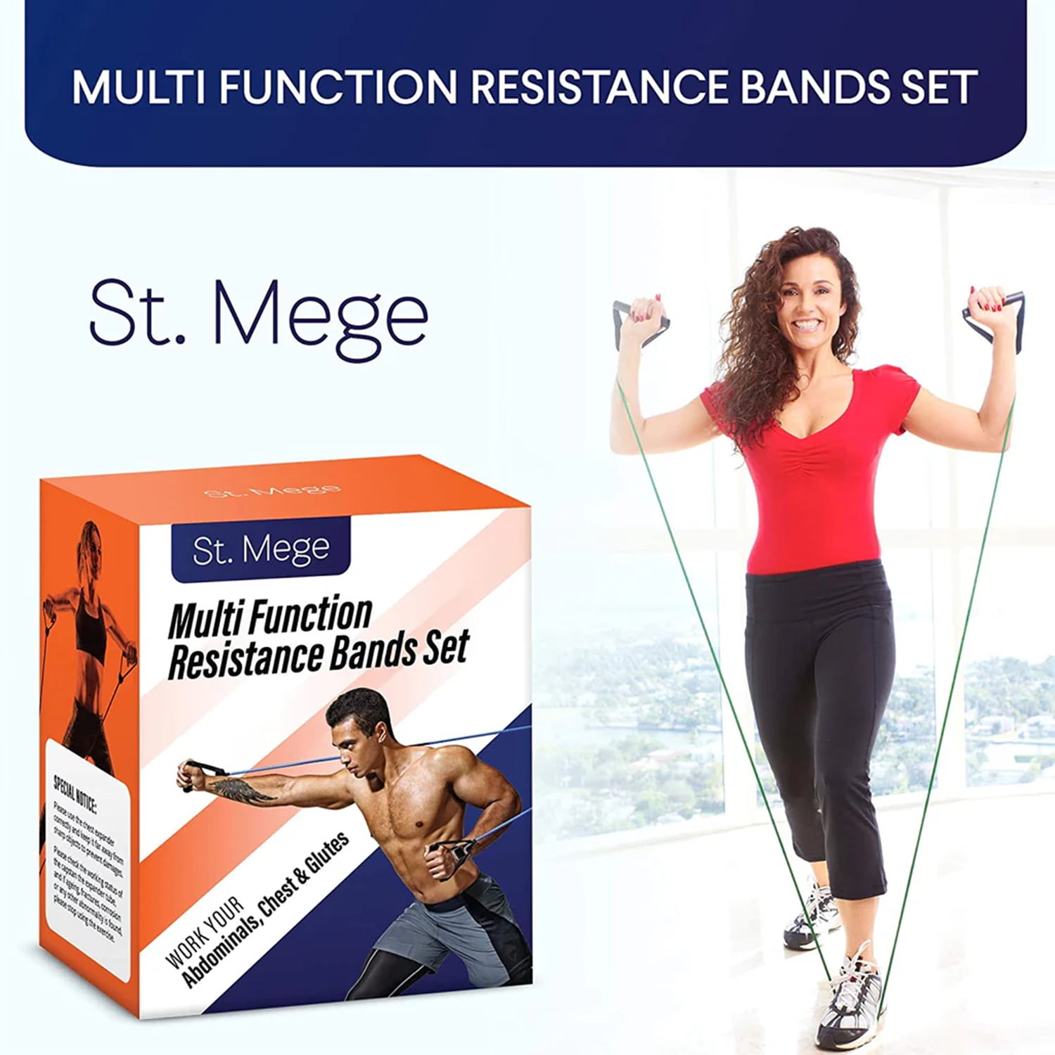 Resistance Exercise Workout Bands for Working Out with Handles for Strength Training Equipment