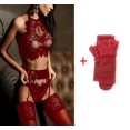 thumbnail image 1 of Conjunto de Sujetador de encaje de 4 piezas para mujer, ropa interior con aros y liguero, lencería Sexy, varios estilos, 1 of 4
