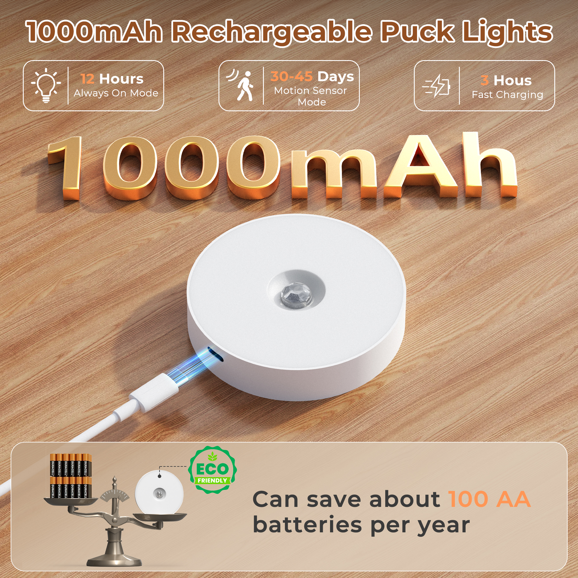 COSJM Rechargeable Puck Lights with Remote, 6-Pack photo 3