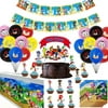 Sonic Party Supplies Theme Birthday Party Favor Decoration Includes Banner - Tablecloth - Cake Topper - 24 Cupcake Toppers - 20 Balloons - 20 napkins for Birthday Party Favor Pack Set for Kids