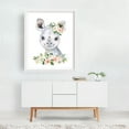 thumbnail image 2 of Rhino, Jungle Animals, Safari Animals, Pink Flowers, Girl Nursery - Illustration Animal Watercolor Floral Whimsical Wildlife Flowers White Framed Wall Art Print 18 x 24 inches, 2 of 3