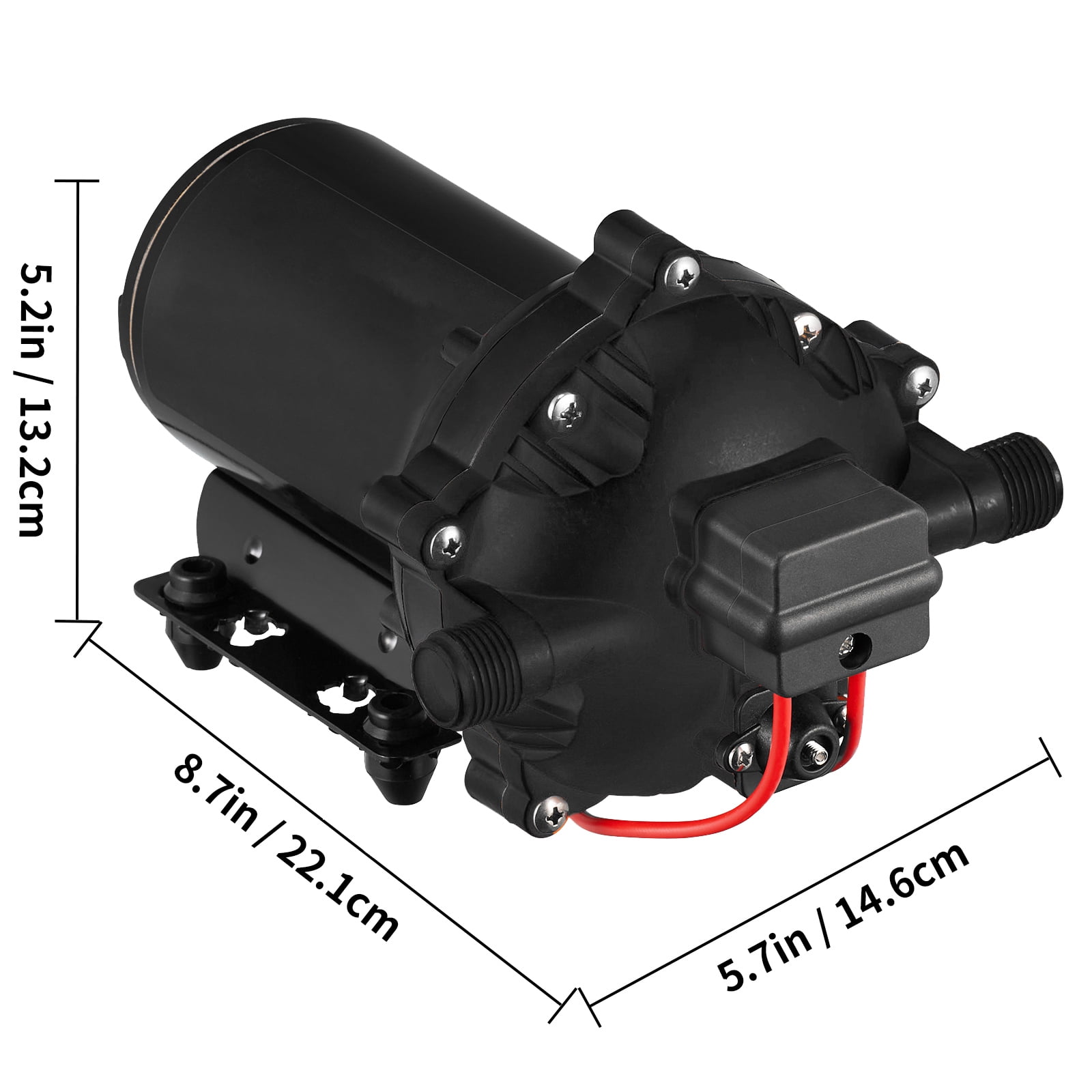 VEVOR 12V DC RV Water Diaphragm Pump, 5.3–5.5 GPM, 70 PSI Automatic, with 25 ft Coiled Hose, for RV, Marine, Boats & Caravan