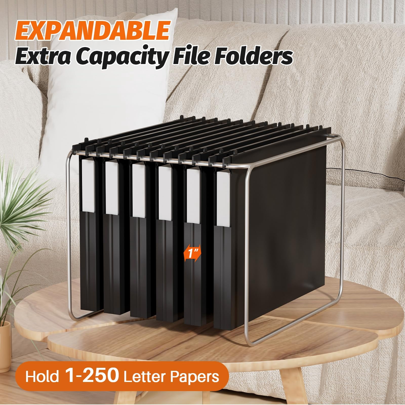 Extra Capacity Plastic Hanging File Folders 12 Pack Reinforced Hang Folder Heavy Duty 1 Inch Expansion Filing Cabinet Letter Size For Bulk Files/medical Charts (sides Sealed  Black)