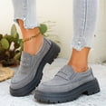 thumbnail image 2 of Domzle Loafers for Womens Dress Shoes Slip on Loafers Platform Business Casual Non-Slip for Daily Office Work Dressy Heeled Chunky Sole Gray, 2 of 7