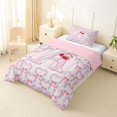 thumbnail image 2 of Manfei Pink Bow Flowers. Twin Comforter Sets,Girls Personalized Letter A Bedding Set,Pink Reversible,2pcs,1 Comforter and 1 Pillowcase, 2 of 7