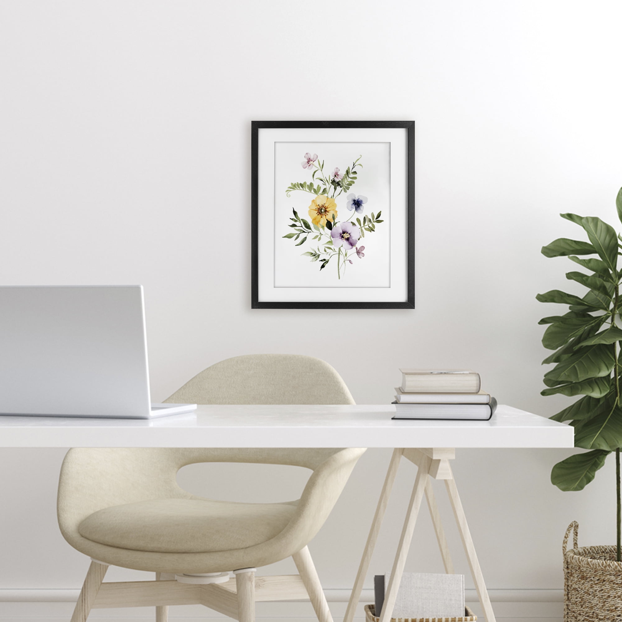 Garden Herbs Blooming Black Framed Print Under Glass, design by Lettered and Lined