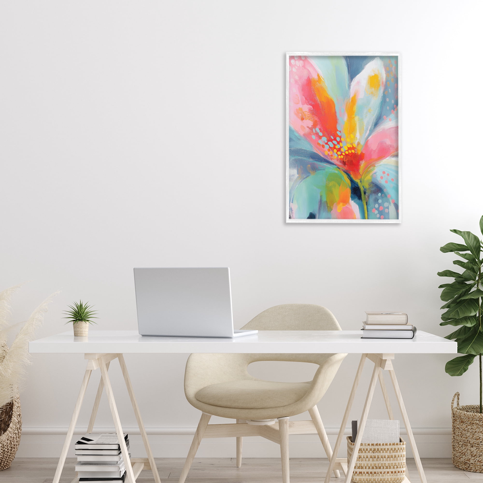 Stupell Industries Dotted Bloom Expression White Framed Giclee Art, design by Chromatic Storm Studio