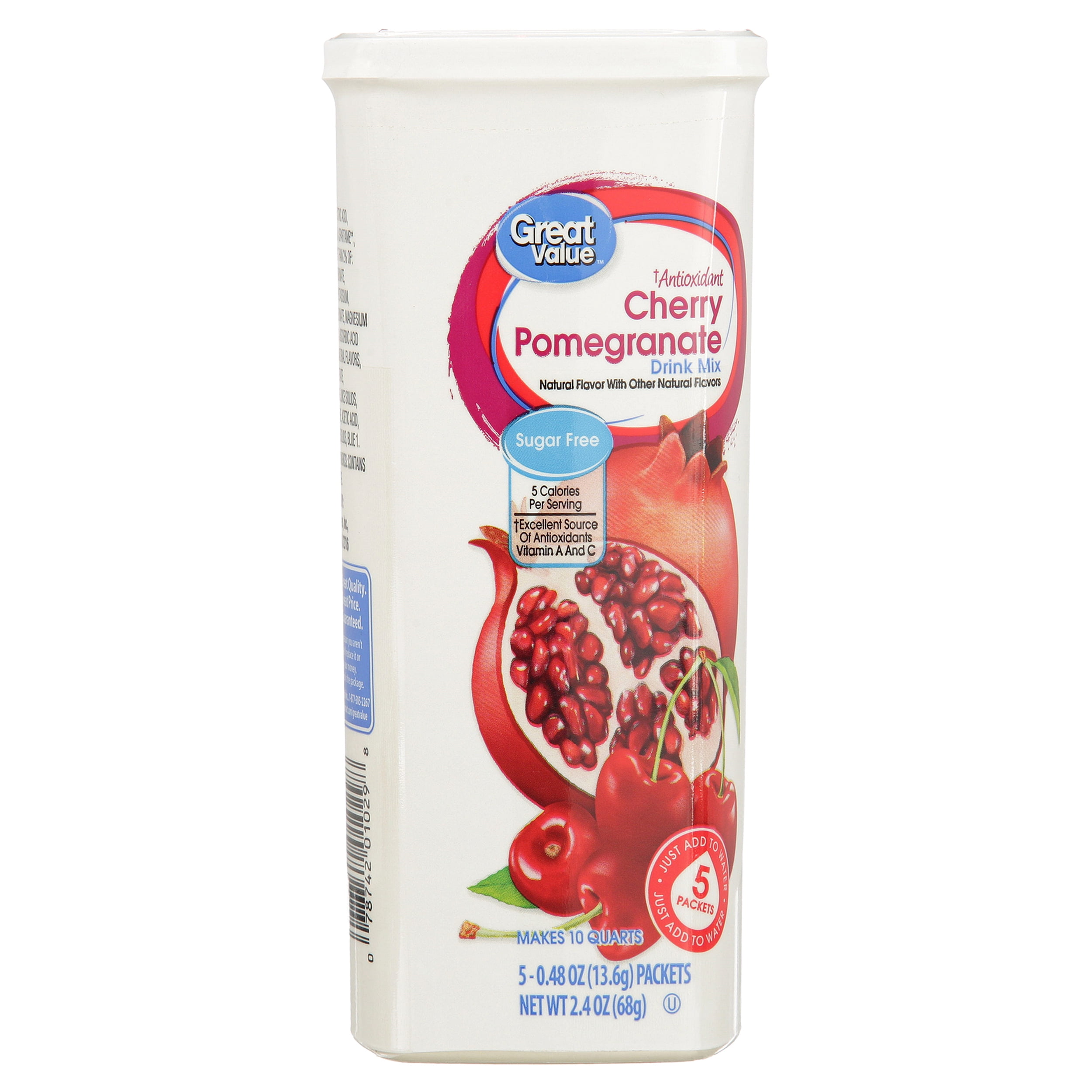 Great Value SugarFree Antioxidant Cherry Pomegranate Drink Mix, 0.48