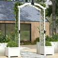 thumbnail image 4 of Gymax Garden Arbor w/ Planter Wooden Planter Arch w/ Trellis White, 4 of 10