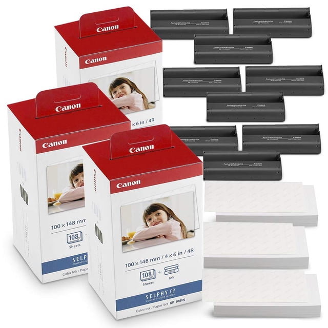 Set de tinta y papel Canon KP-108IN para fotografías en color de 4 x 6 pulgadas
