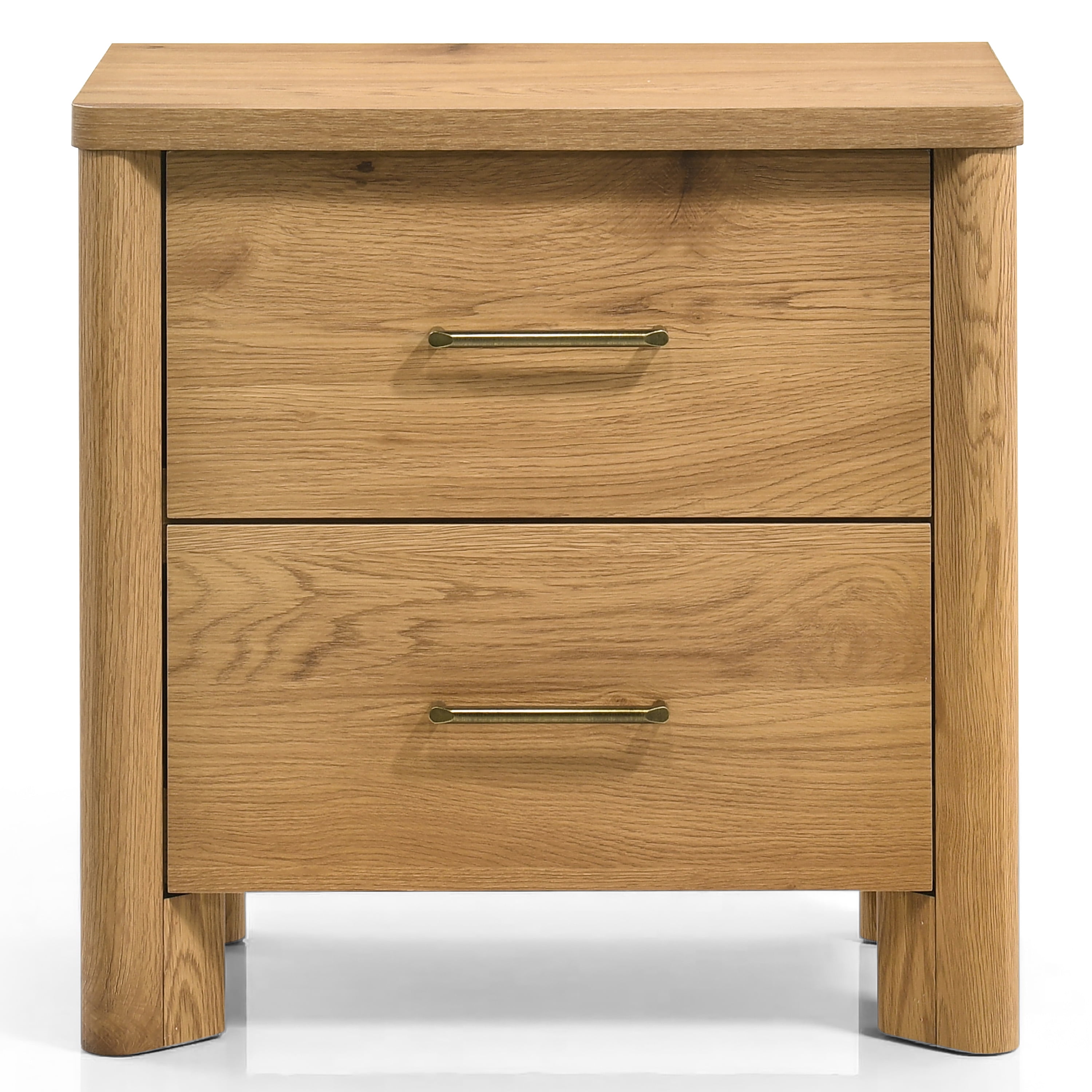 Furniture of America Gracie Modern Wood 2-Drawer Kids Nightstands with USB Ports, Set of 2, Oak