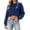 Blue, variant on Womens Crew Neck Cropped Sweaters Ribbed Knit Long Sleeve Crop Tops Pullover for Fall Winter