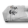 thumbnail image 3 of Coffee Soft Flannel Fleece Blanket, Brush Calligraphy Modern Hand Drawn but First Coffee Popular Words Lettering, Cozy Plush for Indoor and Outdoor Use, 50" x 70", Black White Brown, by Ambesonne, 3 of 6