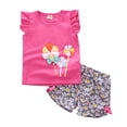 thumbnail image 1 of Ensemble d'Été 2 Pcs pour Bébé Fille, Haut à Manches Courtes Imprimé et Pantalon, 1 of 8