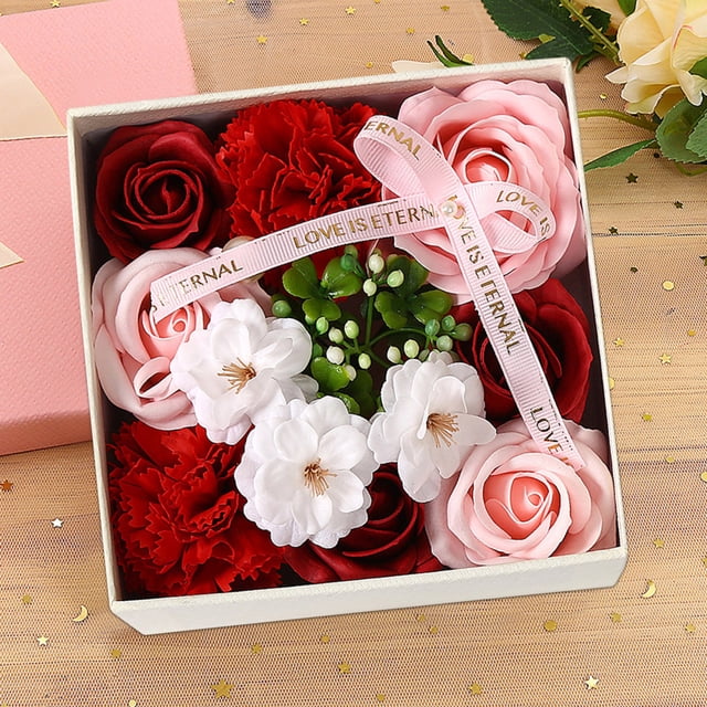 Fiudx Caja de Rosas para Jabón, Set de Regalo Romántico Diy, Rosas de Jabón de Larga Duración, Elegante Accesorio Decorativo para El Hogar, Regalo de San Valentín, Boda, Aniversario, Tamaño 15 X 15 X