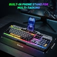 thumbnail image 2 of Teclado para Juegos con 104 Teclas RGB Iluminadas, Panel Totalmente Metálico E Impermeable IPX3 con Reposamuñecas Desmontable - Teclado con Cable USB para Computadora con Windows PC Gamer, Negro y Gr, 2 of 7