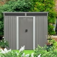 thumbnail image 5 of CarButler 8x6ft Metal Outdoor Storage Shed with Window and Transparent Plate,Lockable Sliding Doors for Garden Backyard Patio Gray, 5 of 7